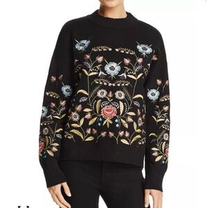 Lucy Paris black embroidered crew neck sweater